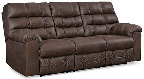 Derwin Nut Reclining Sofa with Drop Down Table