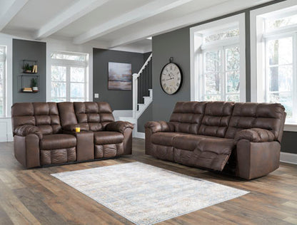 Derwin Nut Reclining Sofa and Loveseat