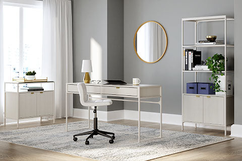 Deznee White Home Office Desk with Drawers