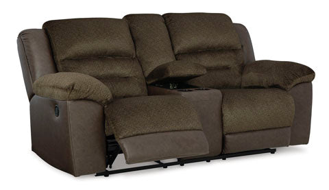 Dorman Chocolate Reclining Loveseat with Console