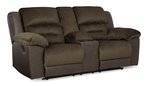 Dorman Chocolate Reclining Loveseat with Console