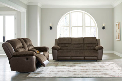 Dorman Chocolate Reclining Sofa and Loveseat Set