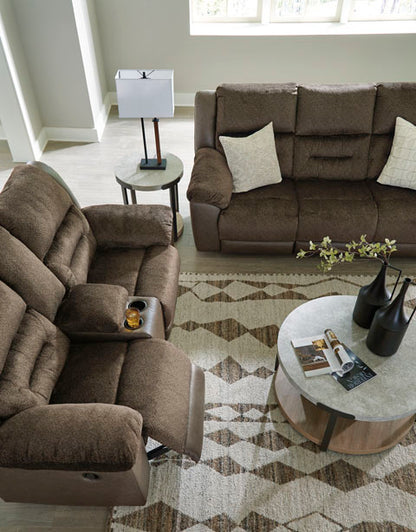 Dorman Chocolate Reclining Sofa and Loveseat Set