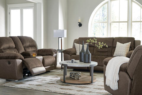 Dorman Chocolate Reclining Loveseat with Console