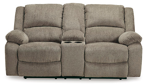 Draycoll Pewter Power Reclining Loveseat with Console