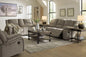 Draycoll Pewter Power Reclining Sofa and Loveseat Set