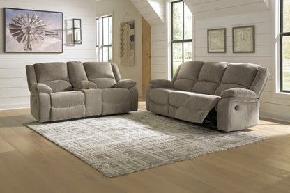 Draycoll Pewter Power Reclining Sofa and Loveseat Set