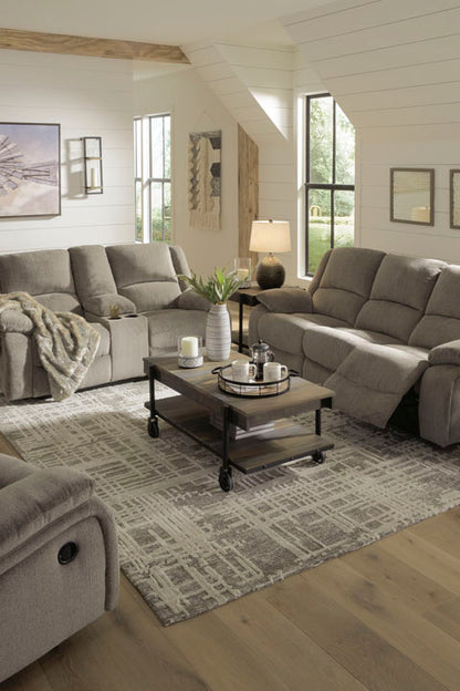 Draycoll Pewter Power Reclining Sofa and Loveseat Set