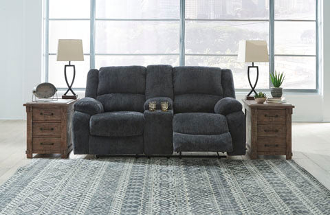 Draycoll Slate Power Reclining Loveseat with Console