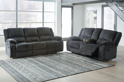 Draycoll Slate Power Reclining Sofa and Loveseat Set
