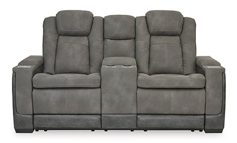 Next-Gen DuraPella Slate Power Reclining Loveseat with Console