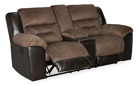 Earhart Chestnut Reclining Loveseat with Console