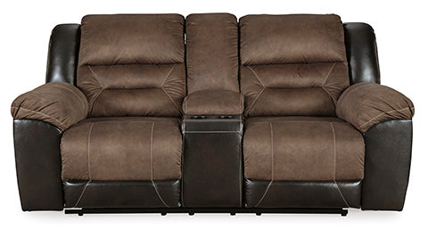 Earhart Chestnut Reclining Loveseat with Console