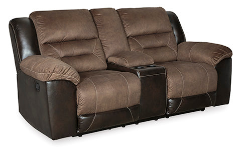 Earhart Chestnut Reclining Loveseat with Console