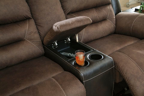 Earhart Chestnut Reclining Loveseat with Console