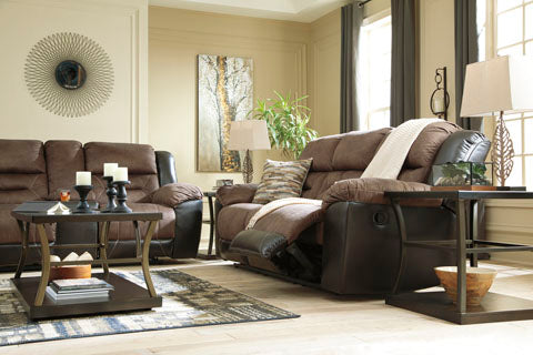 Earhart Chestnut Reclining Loveseat with Console