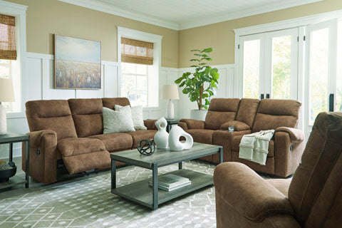 Edenwold Brindle Reclining Loveseat with Console