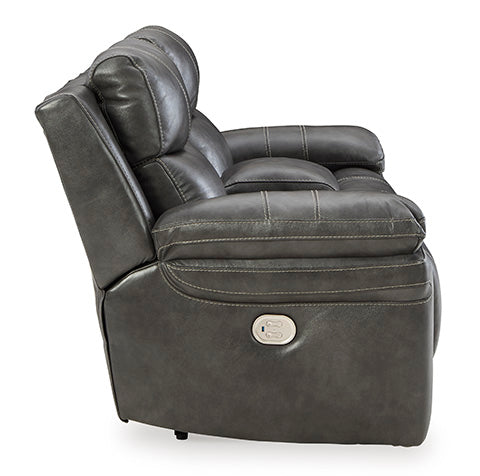 Edmar Charcoal Power Reclining Loveseat with Console