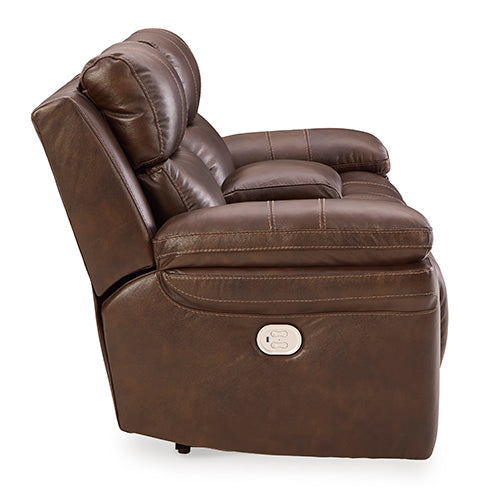 Edmar Chocolate Power Reclining Loveseat with Console