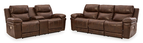 Edmar Chocolate Power Reclining Sofa and Loveseat Set