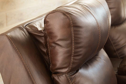 Edmar Chocolate Power Reclining Loveseat with Console