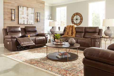 Edmar Chocolate Power Reclining Sofa and Loveseat Set