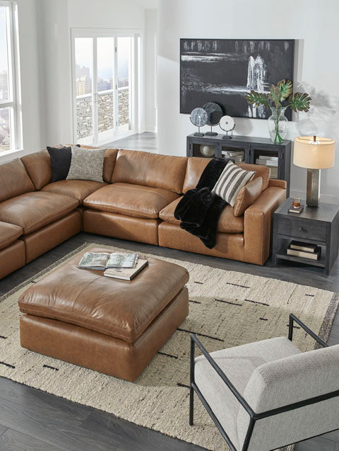 Emilia Caramel Leather 4-Piece Sectional