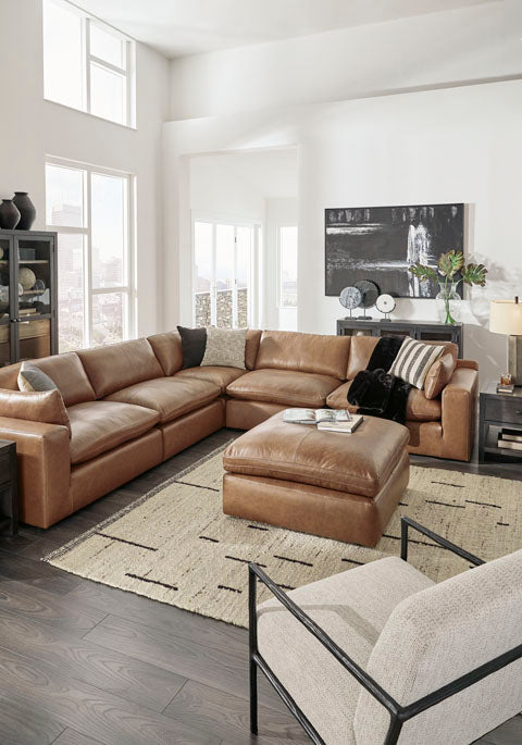 Emilia Caramel Leather 4-Piece Sectional