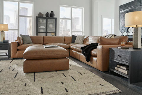 Emilia Caramel Leather 4-Piece Sectional