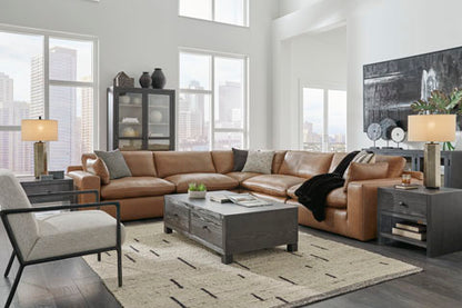 Emilia Caramel Leather 5-Piece Sectional