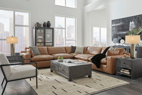 Emilia Caramel Leather 6-Piece Sectional