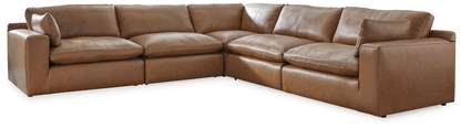 Emilia Caramel Leather 5-Piece Sectional