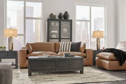 Emilia Caramel Leather Sofa and Loveseat Set