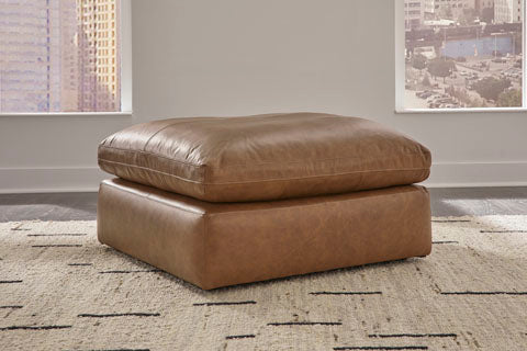 Emilia Carmel Leather Oversized Accent Ottoman