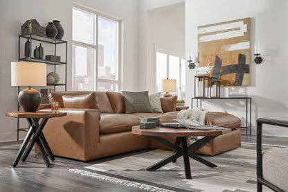 Emilia Caramel Leather 3-Piece Sectional Sofa