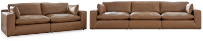 Emilia Caramel Leather Sofa and Loveseat Set
