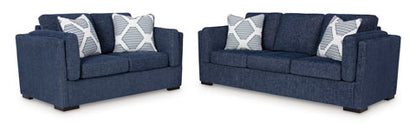Evansley Navy Sofa and Loveseat Set