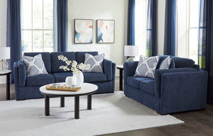 Evansley Navy Sofa and Loveseat Set