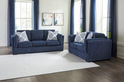 Evansley Navy Sofa and Loveseat Set