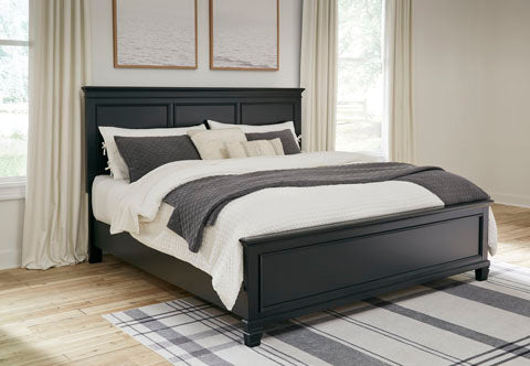 Fortman Pure Black Panel Bed