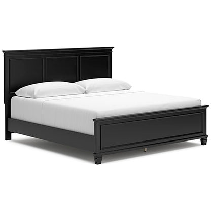 Fortman Pure Black Panel Bed