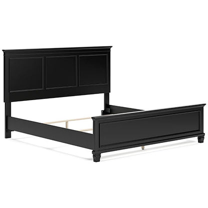 Fortman Pure Black Panel Bed