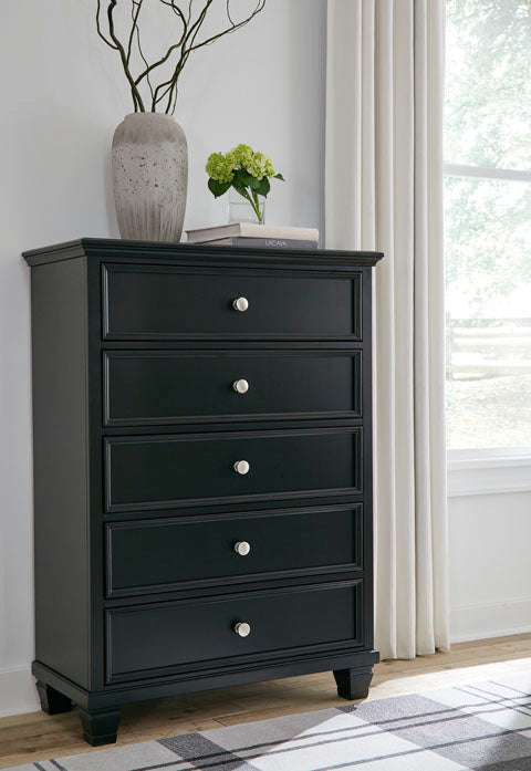 Fortman Pure Black Chest of Drawers