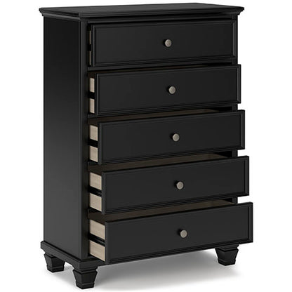 Fortman Pure Black Chest of Drawers