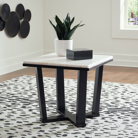 Fostead Black and White End Table