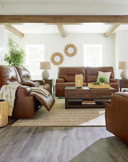Francesca Auburn Power Reclining Sofa and Loveseat Set