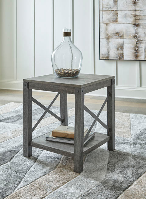 Freedan Grayish Brown End Table