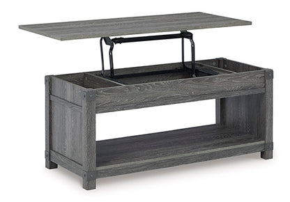 Freedan Grayish Brown Lift-Top Coffee Table