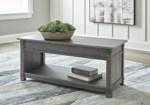 Freedan Grayish Brown Lift-Top Coffee Table