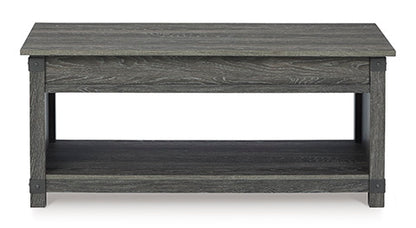 Freedan Grayish Brown Lift-Top Coffee Table